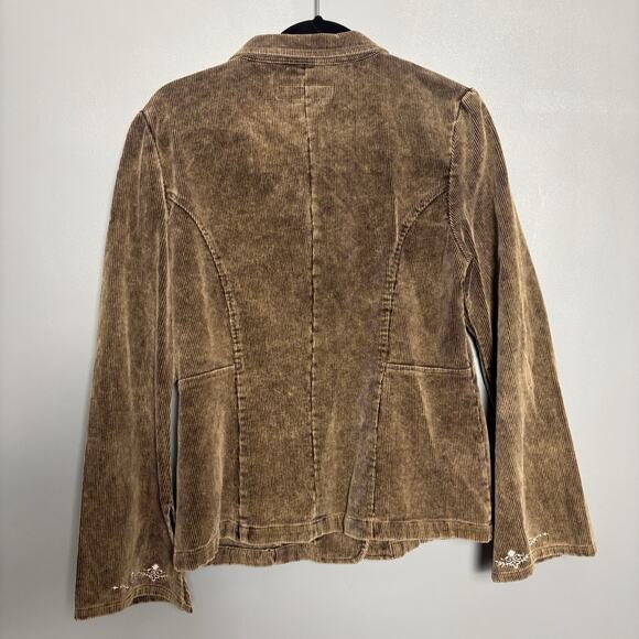 ALDO Women’s Corduroy Brown Blazer Jacket Button Embroidered Large Country West - Picture 4 of 8